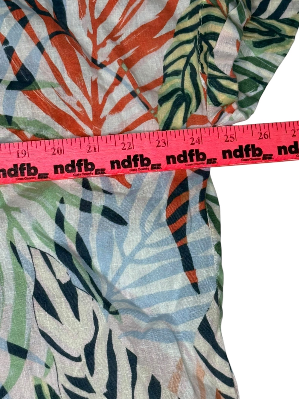 Tahari 100% Linen Tropical Leaf Print Button Front Shirt XL - Picture 6 of 7